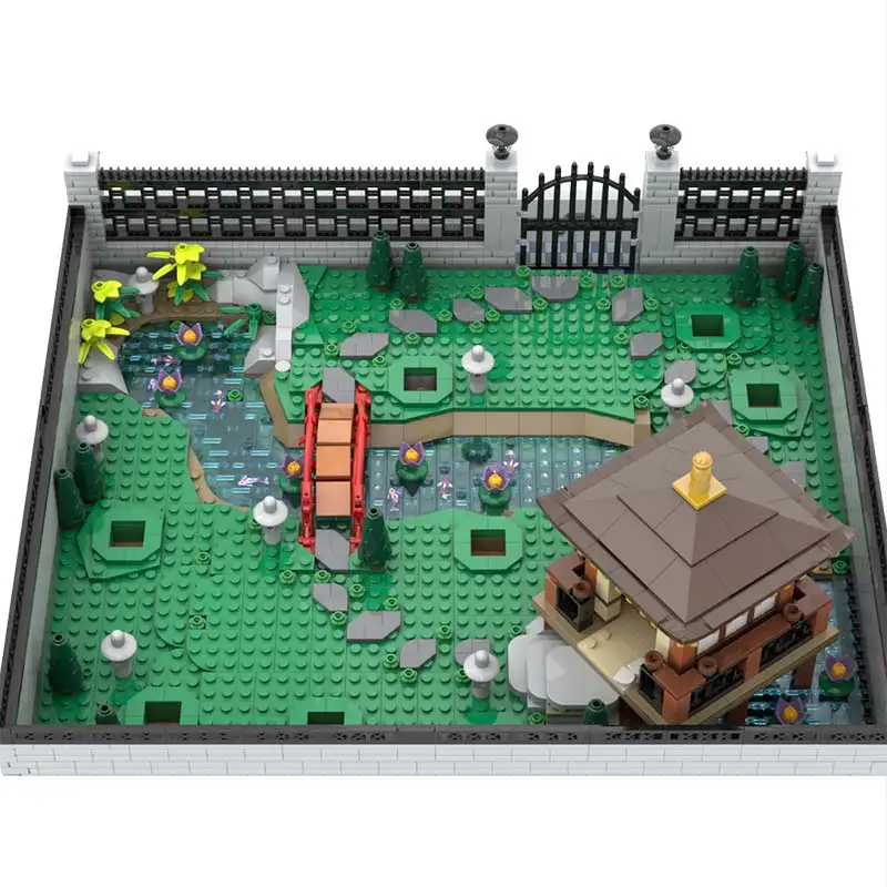Bloques de construcción MOC con vista urbana, parque de flores de cerezo, arquitectura Modular, ensamblaje DIY, bloques de modelismo, rompecabezas, juguetes, regalos de navidad