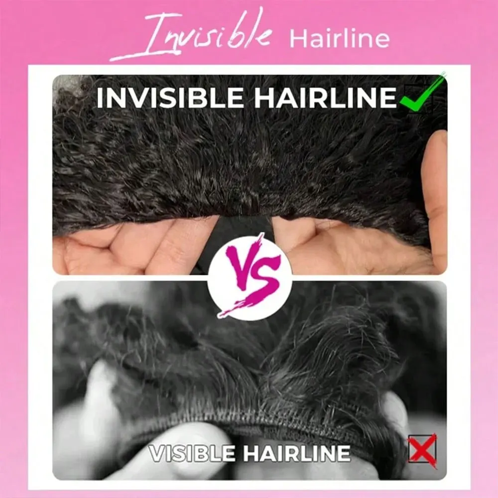 Half Wig Human Hair Kinky Curly Glueless Wig Human Hair Ready to Wear 3 IN 1 Half Wig With Drawstring 250 Density Curly Half Wig