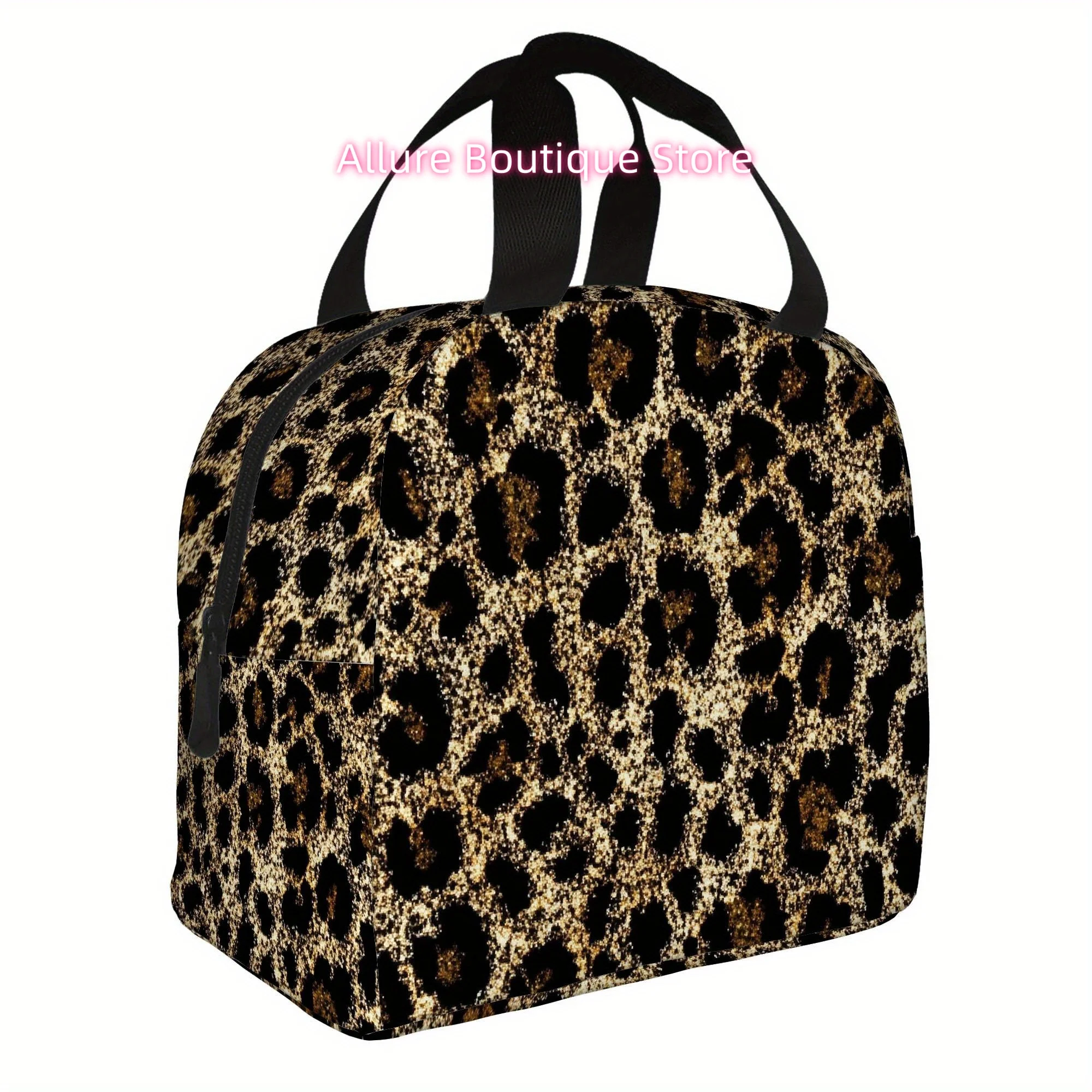 1pc Leopard Print Texture Background Printed Thermal Bag, Insulated Bag, No Food Contact, Suitable for Home, Restaurant, Office,