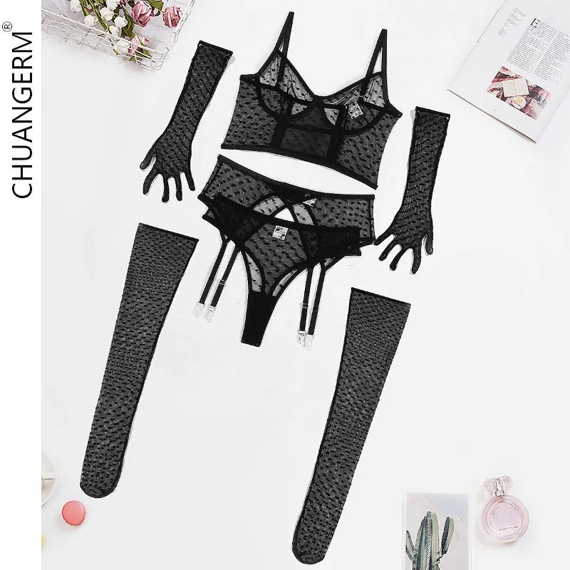 CHUANGERM Lace ultrasottile See-Through tentation BodyShaping intimo Sexy Lingerie donna Push Up guanti Leggings Erotic Onlyfan