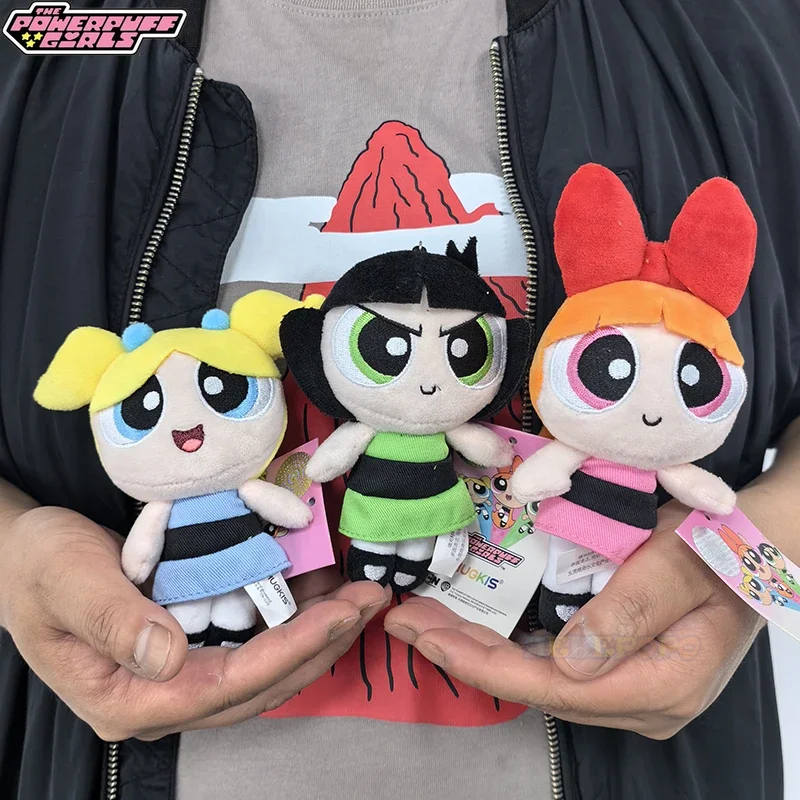 12cm Classic Powerpuff Girls Keychain Blossom Bubbles Buttercup Pp Cotton Filled Plush Keychain Cartoon Pendant Doll