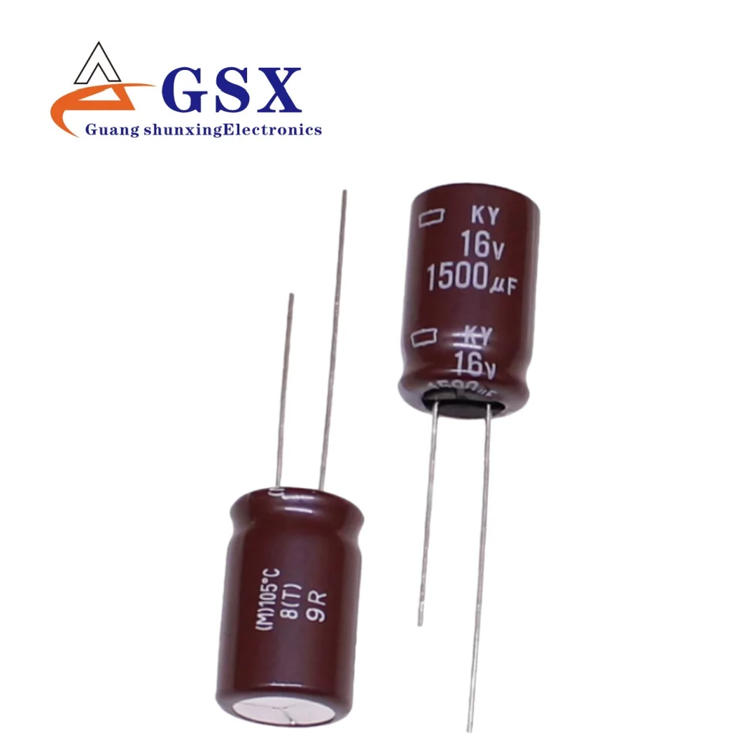 

10pcs-Imported aluminum electrolytic capacitor 16v1500uf 12.5 * 20 Japanese Black Diamond capacitor KY