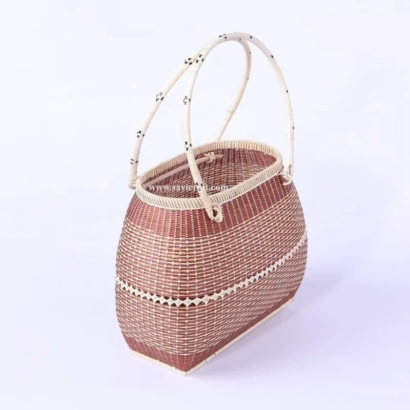 High Quality Vintage Folk Art Tote Bag Beach Handmade Bamboo Crafts
