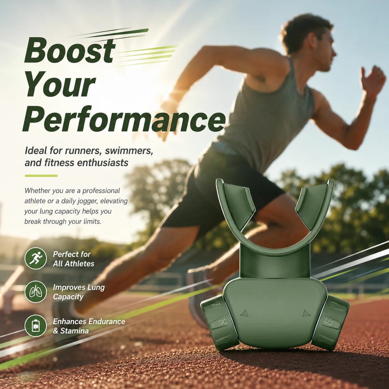 Breathing Trainer 8-Level Adjustable Resistance Lung Capacity Exerciser Dual Inhale Exhale Channel with APP for Fitness & Wind I