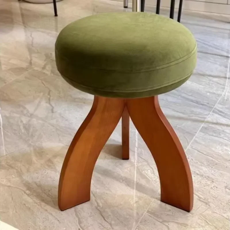 Modern Three Legged Velvet Log Stool Colorful Footstool Set for Dining Room Kitchen Home Decor Furniture