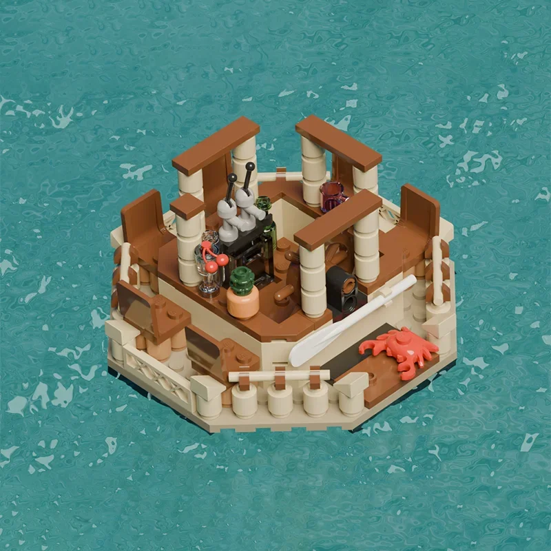 268 Uds. MOC Creative Street View flotante Tiki Bar modelo Modular arquitectura montaje de bloques de construcción juguete para regalo para niños