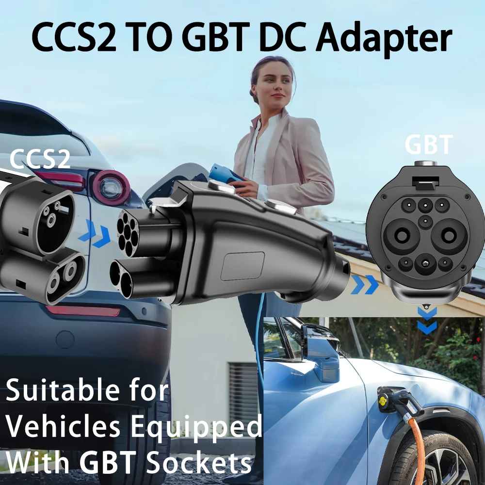 Unirise CCS2 a GB/T EV Adaptador convertidor DC 300A 1000V 300KW CCS Combo 2 a GBT Adaptador de cargador de carga de vehículo eléctrico