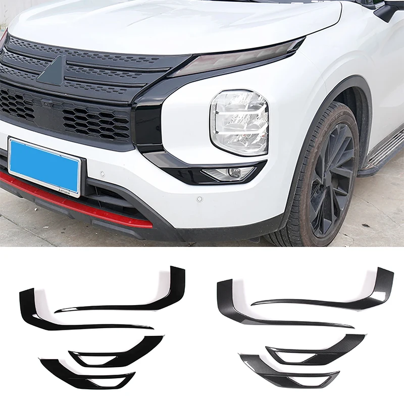 

For Mitsubishi Outlander 2022 2023 2024 Headlight Lamp eyebrow headlight cover trim Front Fog Light Foglight Lamp Cover stikcer