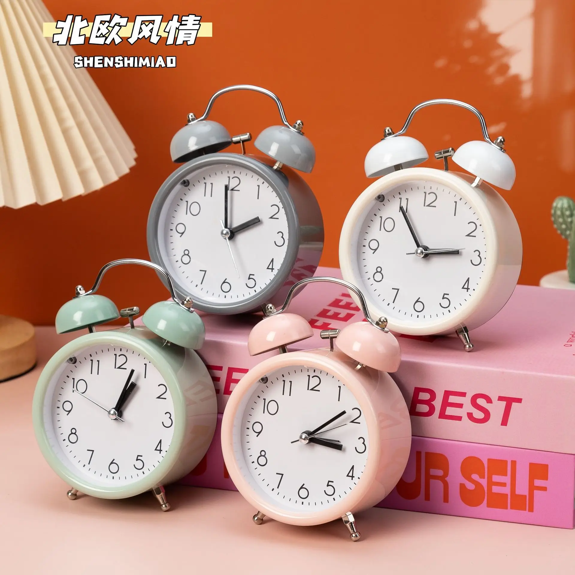 Vintage Bell Alarm Clock Round Office Desktop Mini Alarm Clock Student Teaching Clock