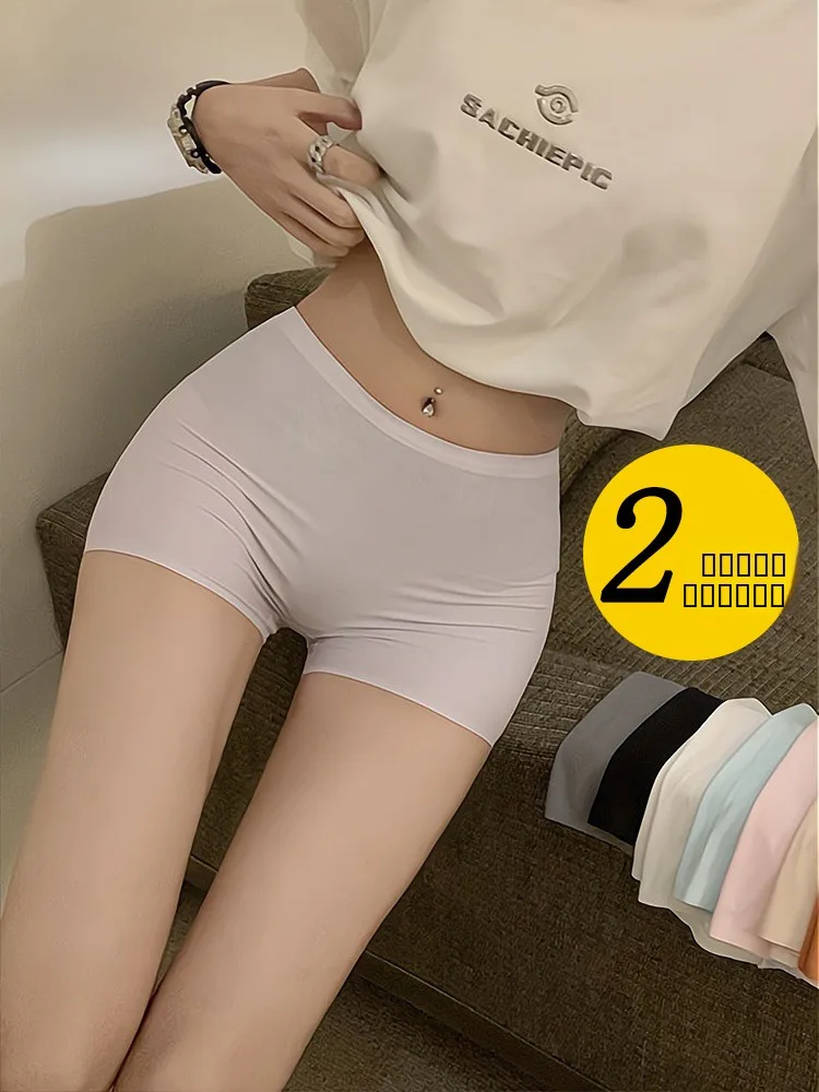 กางเกงในผ้าไหมน้ำแข็งสำหรับผู้หญิง แบบสองในหนึ่ง ผ้าฝ้ายบริสุทธิ์ ช่วยยกกระชับสะโพก เหมาะสำหรับออกกำลังกาย ใส่สบายในฤดูร้อน