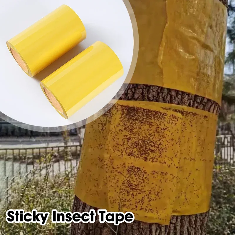 Cinta Adhesiva de Doble Cara para Control de Insectos, Amarilla, Impermeable, Trampa Adhesiva Eficaz Contra Plagas en Exteriores para Plantas y Jardines