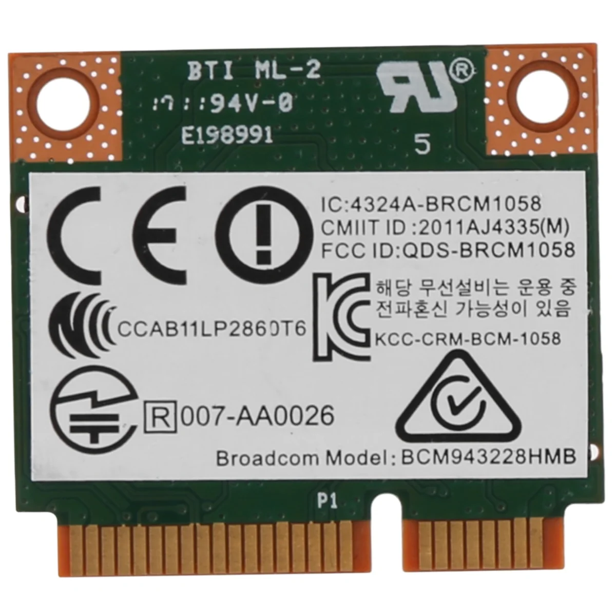 بطاقة RISE ثنائية النطاق 2.4+5G 300M 802.11A/B/G/N Wifi Bluetooth 4.0 لاسلكية نصف بطاقة Pci-E صغيرة لـ Hp Bcm 943228 Hmb Sps 718451 -001