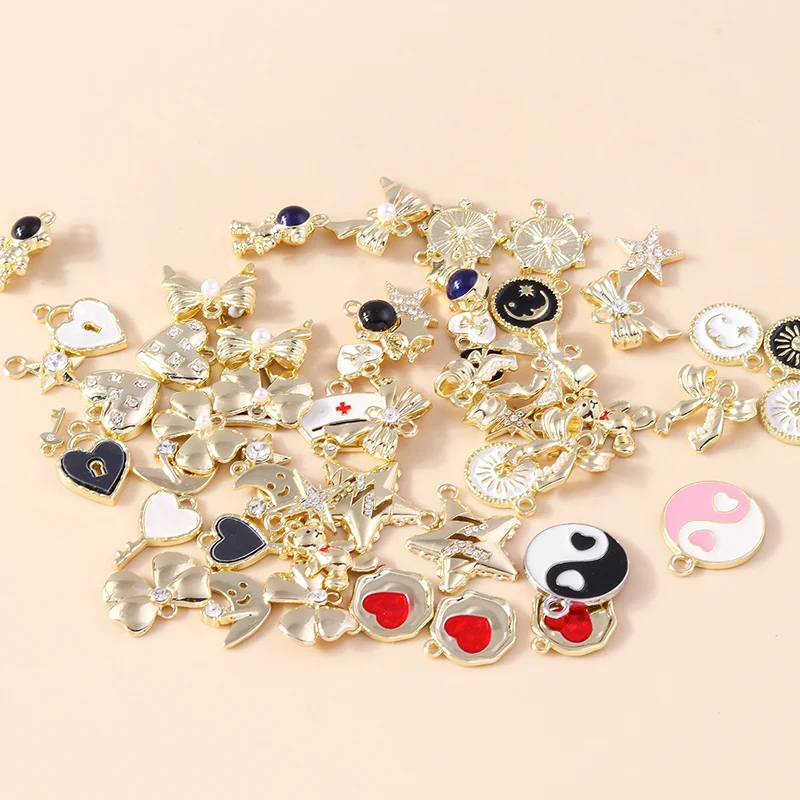 8 Stück zweifarbige Emaille-Sonnen-Mond-Charms für baumelnde Ohrringe, Armbänder, Halsketten, Schmuckherstellung, Zubehör, handgefertigter DIY-Schmuck – Detail 15