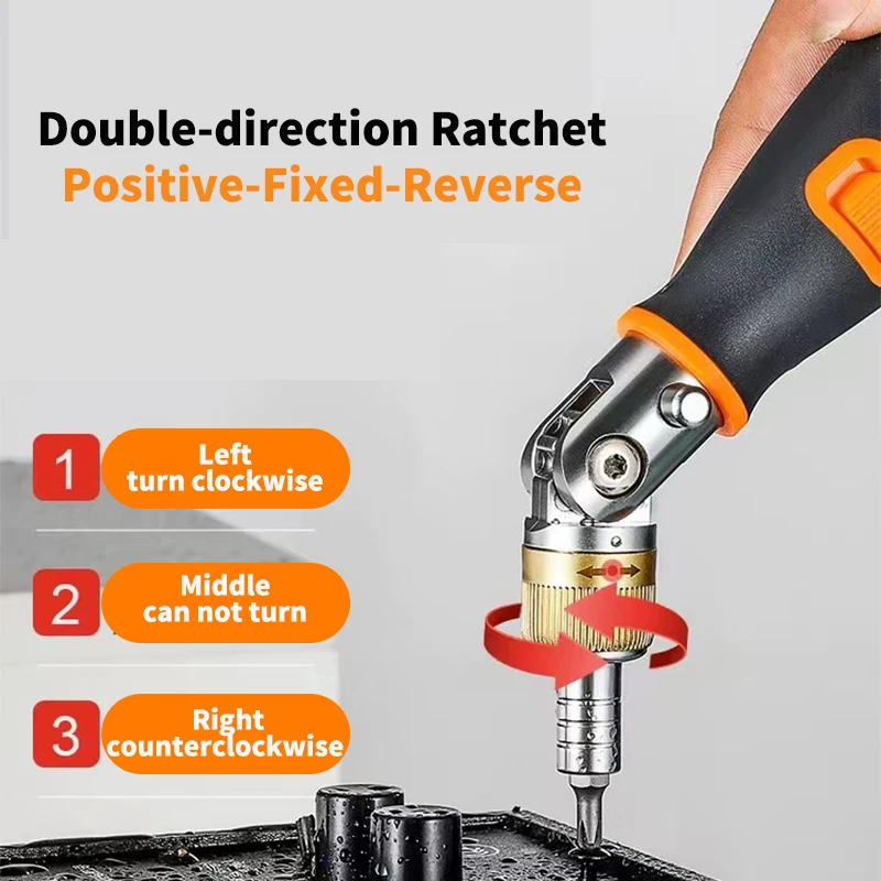 10 in 1 Ratcheting Screwdriver Multi-function Ratchet Screwdriver Set Angle Variable 0-180 Degrees  1/4 Inch Hex Interface