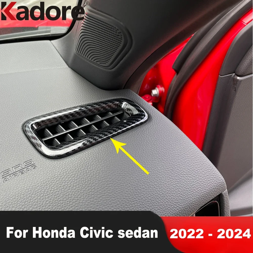 For Honda Civic Integra Sedan 2022-2024 Carbon Fiber Car Front Upper Air Condition Vent Outlet Cover Trim Interior Accessories