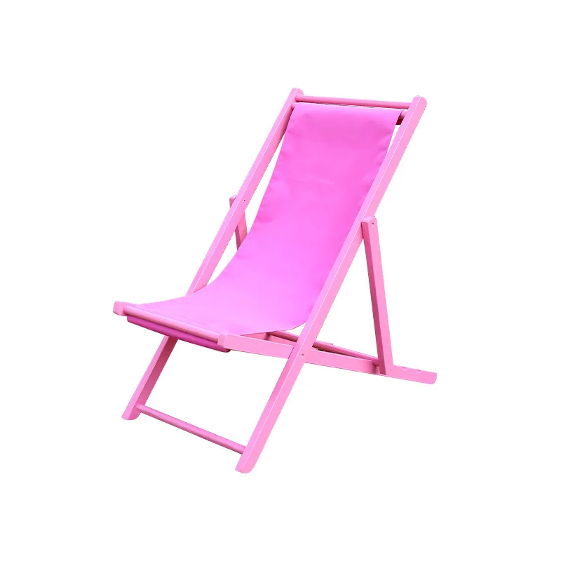 

Beach rose lounge chair foldable pink seaside portable wooden simple leisure balcony chair