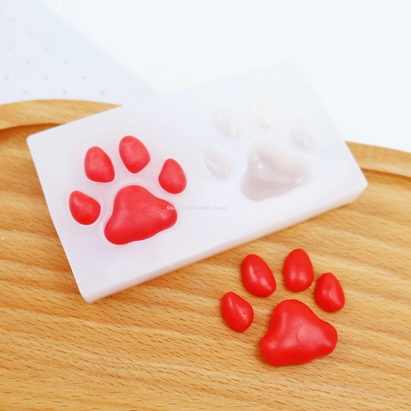 Almohadilla para pata de perro y gato, molde de silicona/mano DIY, arcilla ultraligera de polímero, escultura de piedra de cerámica blanda, moldes para almohadilla para pata de muñeca de Animal de dibujos animados