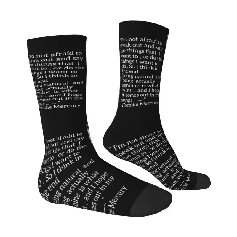 Y2K Kawaii Printing Freddie Mercury Quotes For Men Women Stretchy Summer Autumn Winter Rockstar Rock Singer Crew Socks