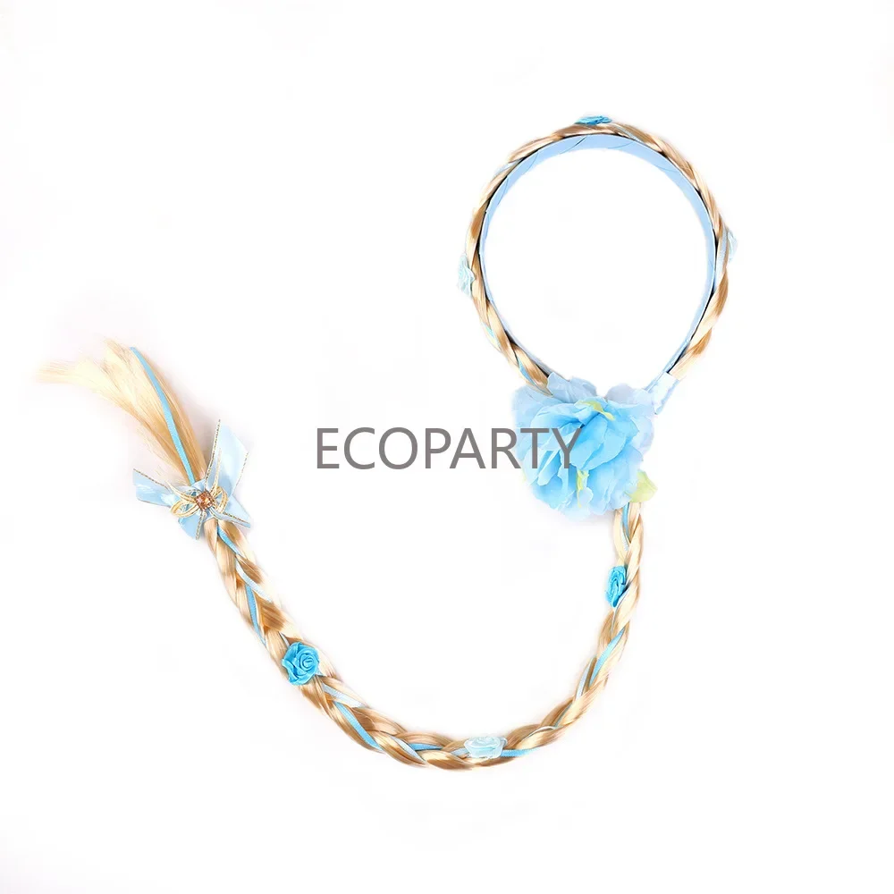 Hot Girls Rosa Blu Viola Fiore Tessitura Treccia Fascia Bambini Principessa Vestire Accessori per capelli Aurora Elsa Sofia Rapunzel Parrucca