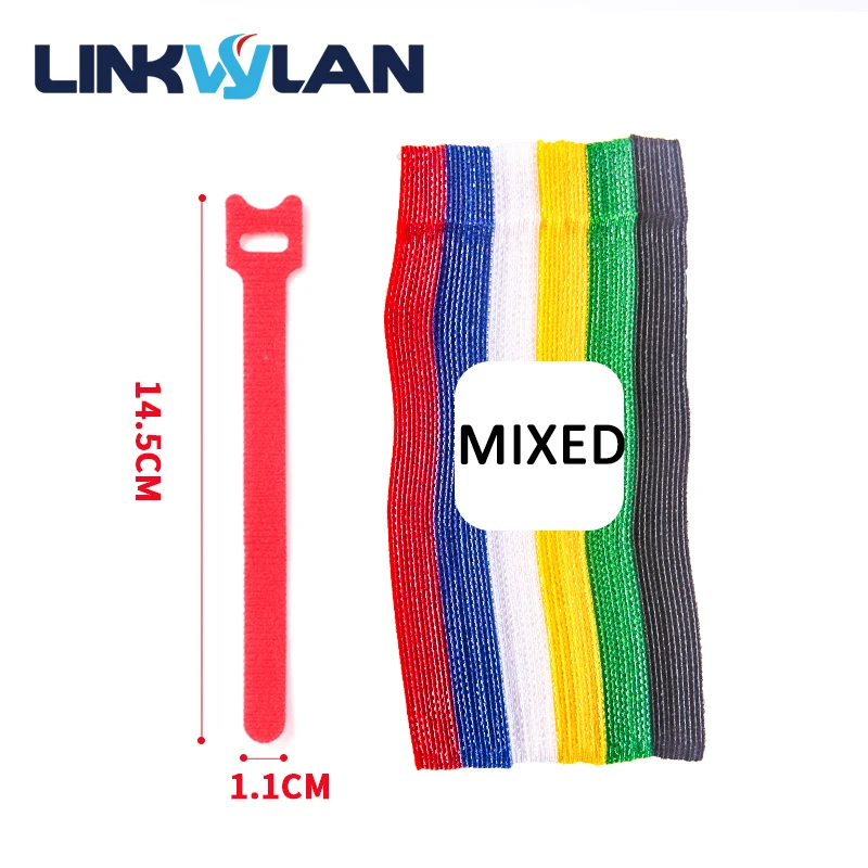 Linkwylan Cable Ties Colored Plastics Self Adhesive Reusable Clip Holder Wire Nylon T-Type Multicolor 25/50PCS