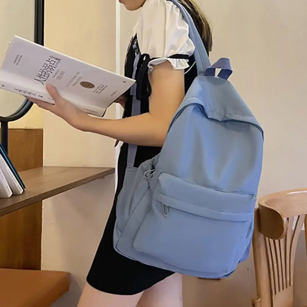 Women Men Backpack Shoulder Backpack Teenage Girl Schoolbag Solid Color Backpack Sport School Bag Large Capacity Laptop Rucksack