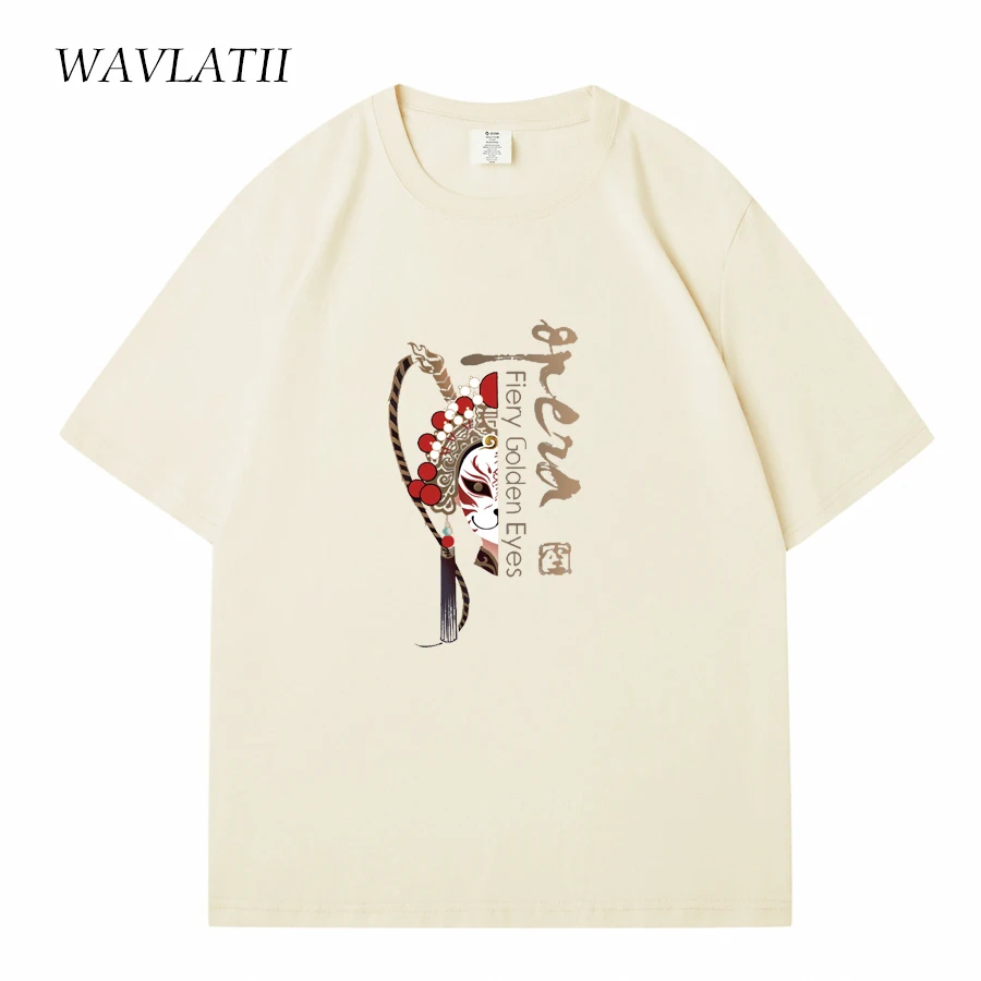 WAVLATII Unisex Brand New Opera Printed Black T shirts Women Cool 100% Cotton Streetwear Short Sleeve Tee Tops for Summer WT2315