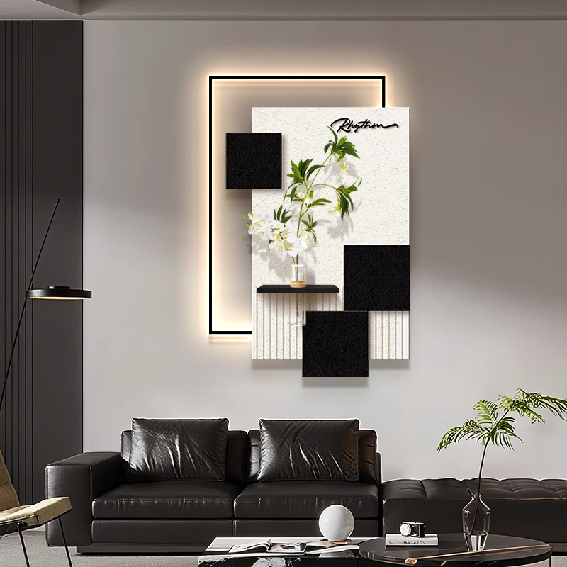 Luxury-Style 2025 New Model Entrance Hall with Lighted LED Wall Lamp, Sofa Background Wall, High-End Feel, Corridor Passage