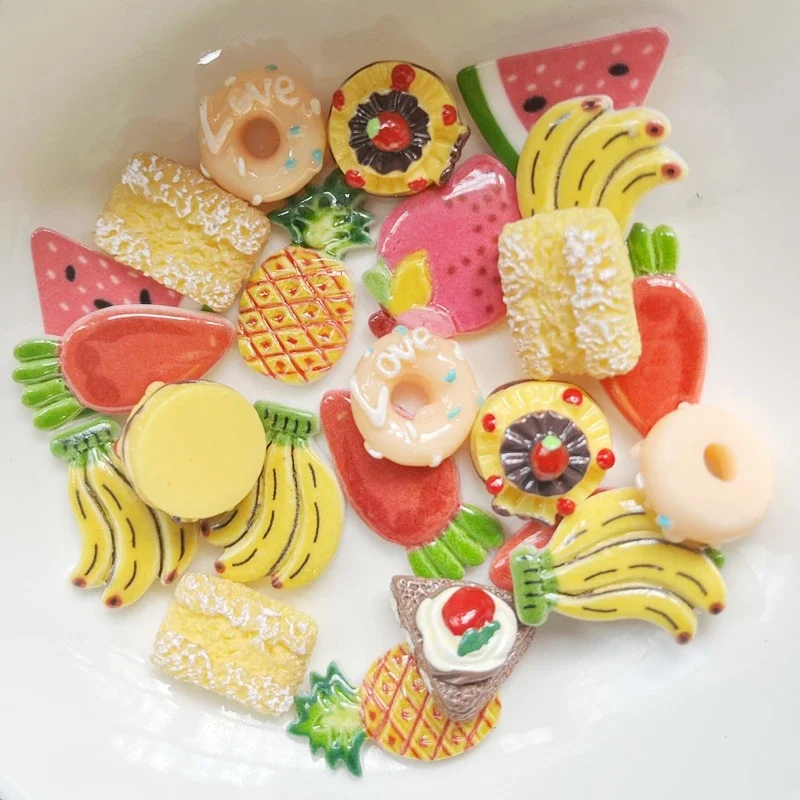 20pcs Miniature Cartoon Flatback SImulation Fake Food Cake doughnut Embellishment for Scrapbooking Phone Hair Accessories