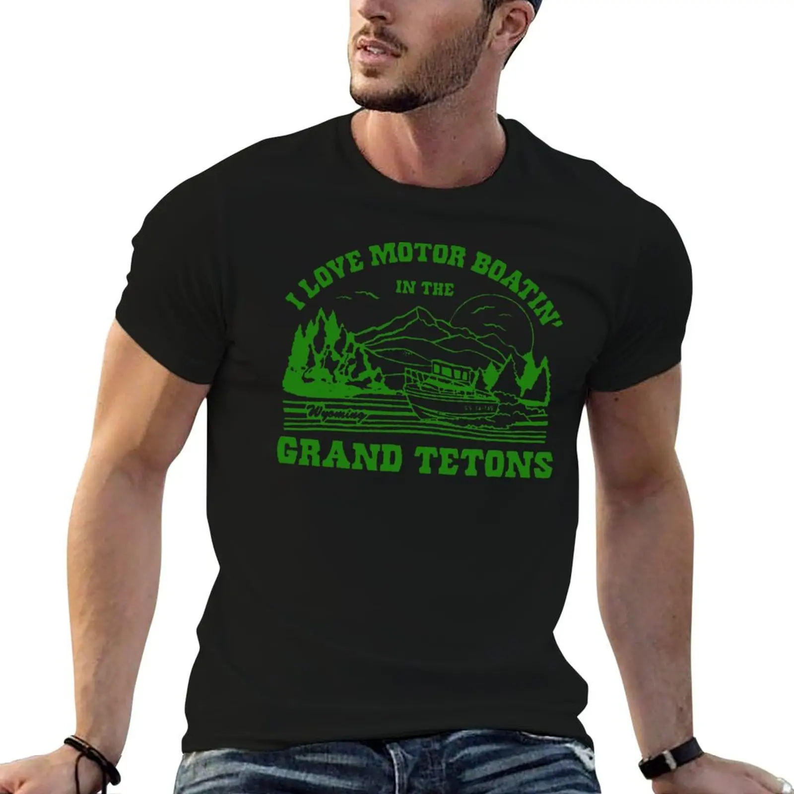 

Grand Tetons Funny Camping Wyoming Boobs Dirty Adult Humor I Love Motor Boating in the Inappropriate Yellowstone Mens Wo T-Shirt