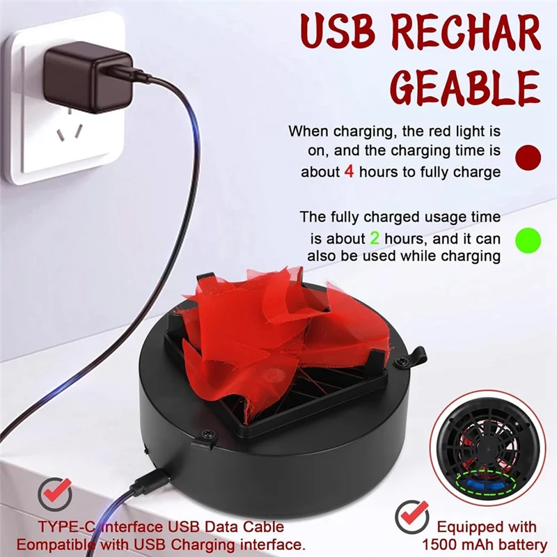 A03F-Portable USB Rechargeable 3D Fake Fire Light, Electric Fake Flame Lamp, Portable Fake Campfire Light