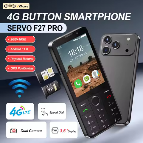SERVO F27 PRO 4G LTE Button Smartphone Android 11.0 System 2GB+16GB Play Store Speed Dial WiFi 3.5" Touch Display Smart Phones