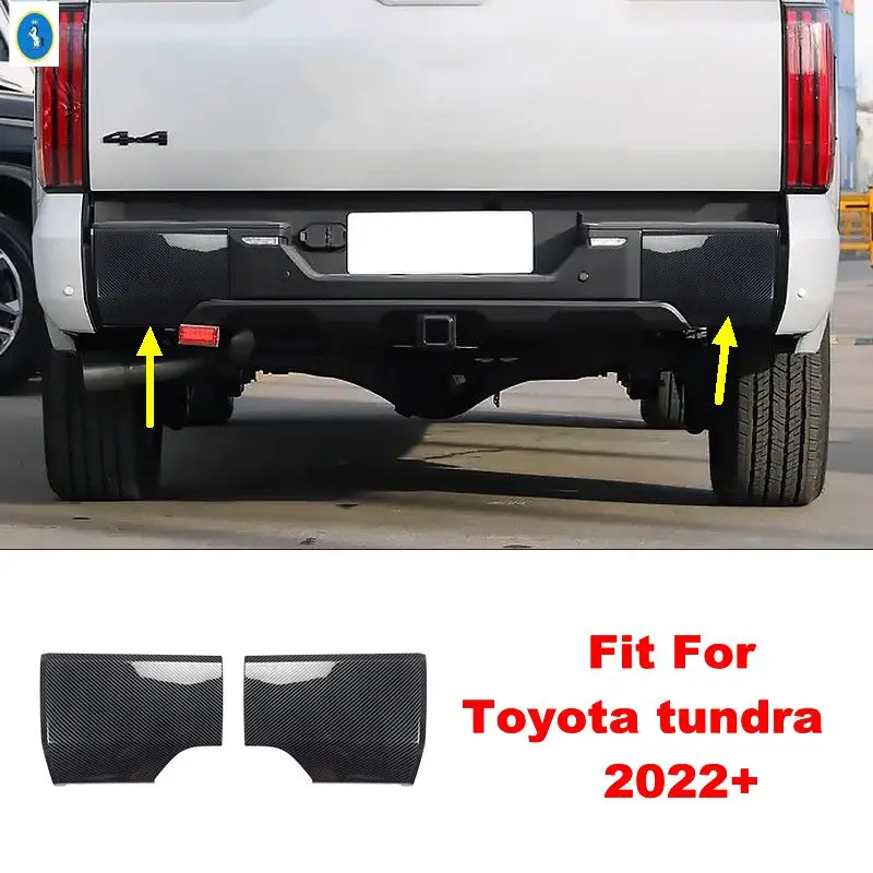 

ABS Chrome / Carbon Fiber Rear Bumper Fog Light Lamp Decor Panel Sequins Cover Trim For Toyota Tundra 2022 - 2025 Accessories