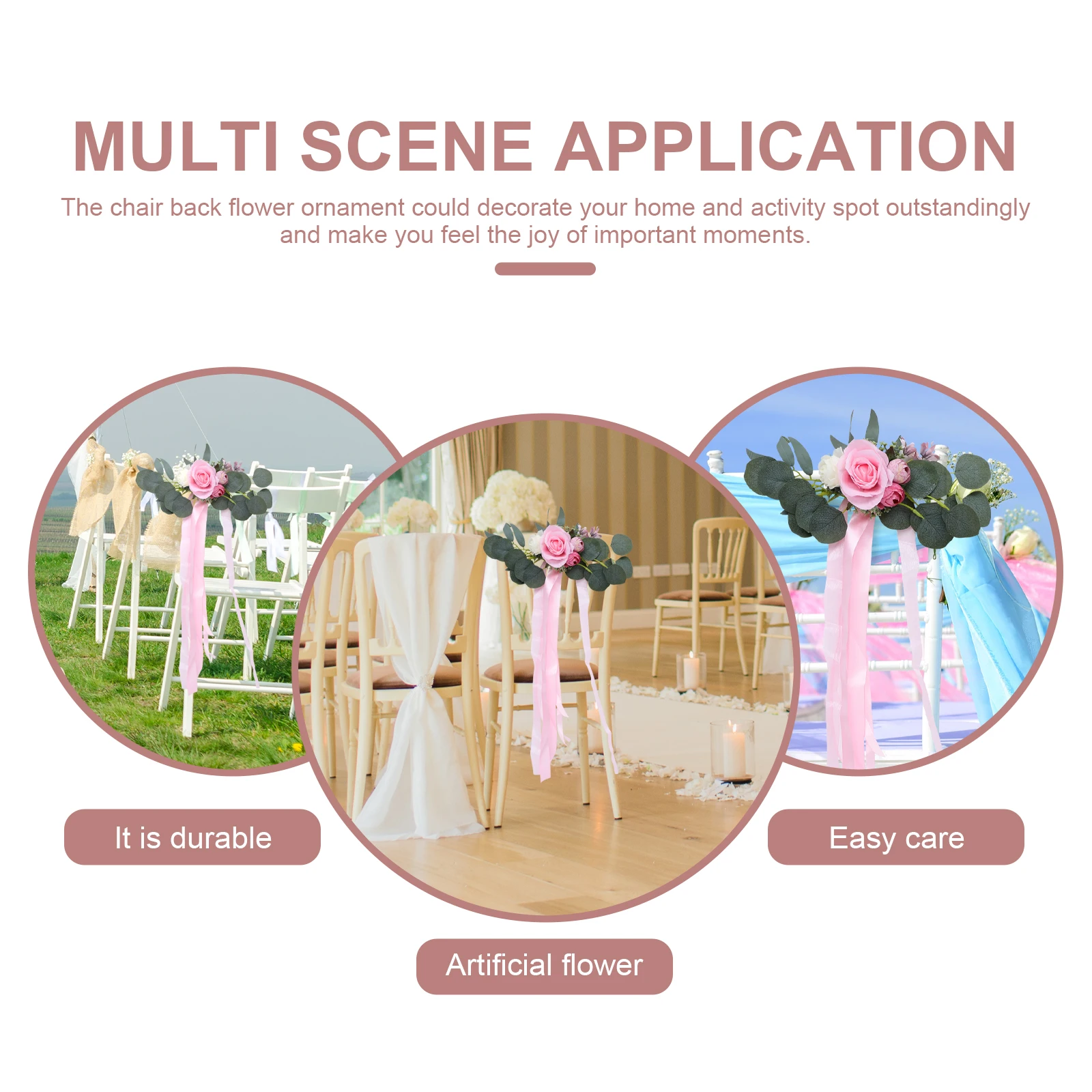 

Chair Back Artificial Decoration for Wedding Party Chair Back Ornament Home GatheringFlower Long Lasting Easy Care