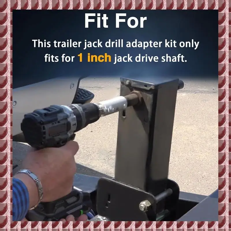 A95G Stainless Steel Trailer Jack Electric Drill Adapter With 2Pc 1/2Inch Socket Adapter Bit Compatible With Jack Drive Shaft
