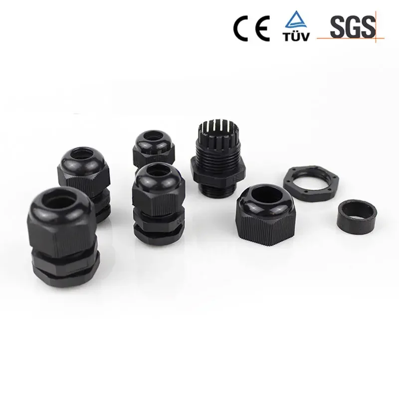 10pcs Waterproof Cable Gland IP68 NPT 1/4 NPT 1/2 NPT 3/8 American Nylon Cable Joint Black Flame-retardant 4-25mm Wire Connector