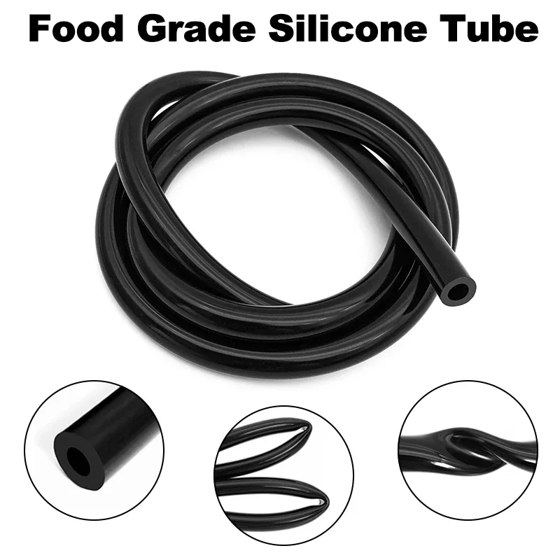 Food Grade Black Silicone Pipe Non-toxic Heat Resistant Flexible Tube ID 1-25mm for Water Pump Wine Beverage Industrial Delivery