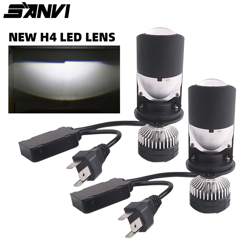 Sanvi 12V 6000K 7741LUX H4 LED Bi-LED Projector Headlight Lens Car Bulb LED H4 Headlamp High Low Beam Headlamp