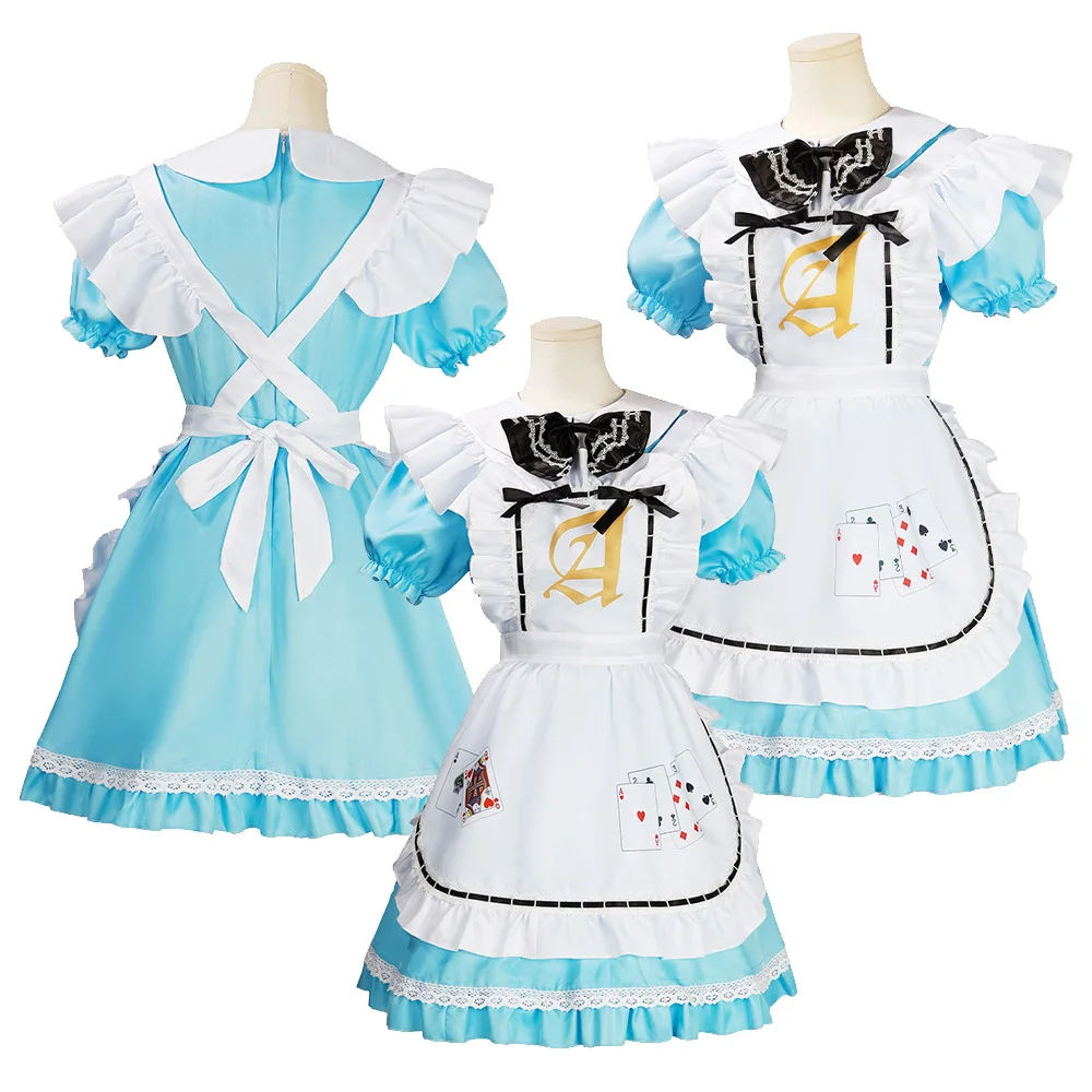 Fantasy Alice Cosplay Movie Madness Lolita Dress Tie Maid Costume for Women Adult Outfits Halloween Carnival Party Roleplay Suit