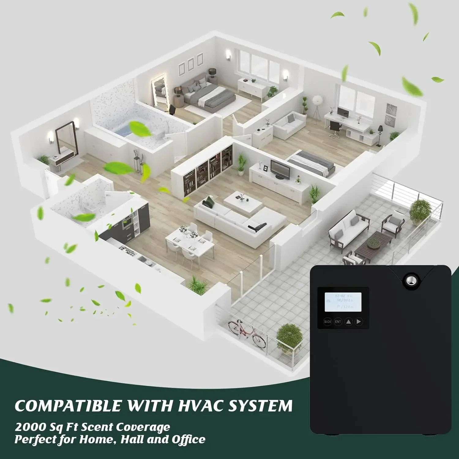 Inteligentny dyfuzor zapachowy Bluetooth i WiFi z funkcją automatycznego rozpylania olejków eterycznych, 300 ml, do domu i hotelu.