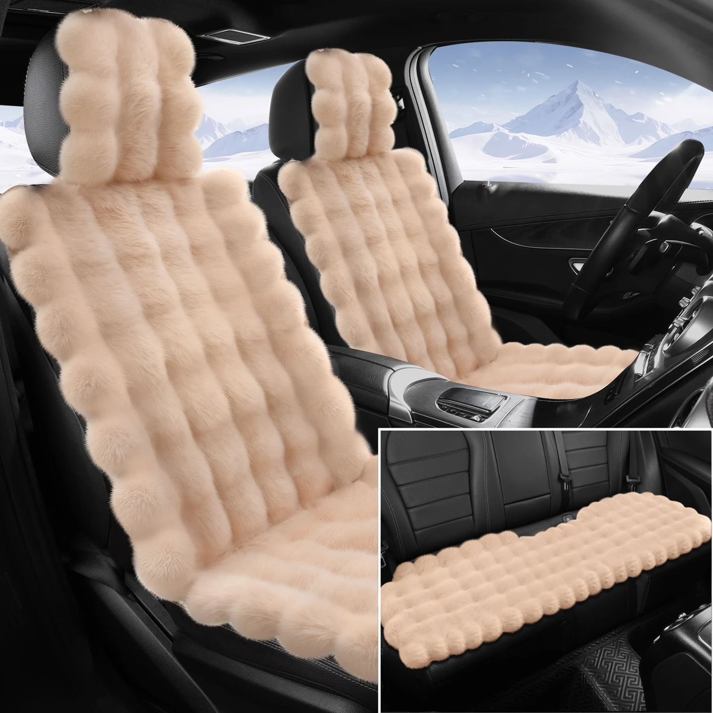 

1Set Ultra Soft 3D Plush Car Seat Covers Non Slip Grip Winter Warmth 4 Colors Affordable Auto Decor
