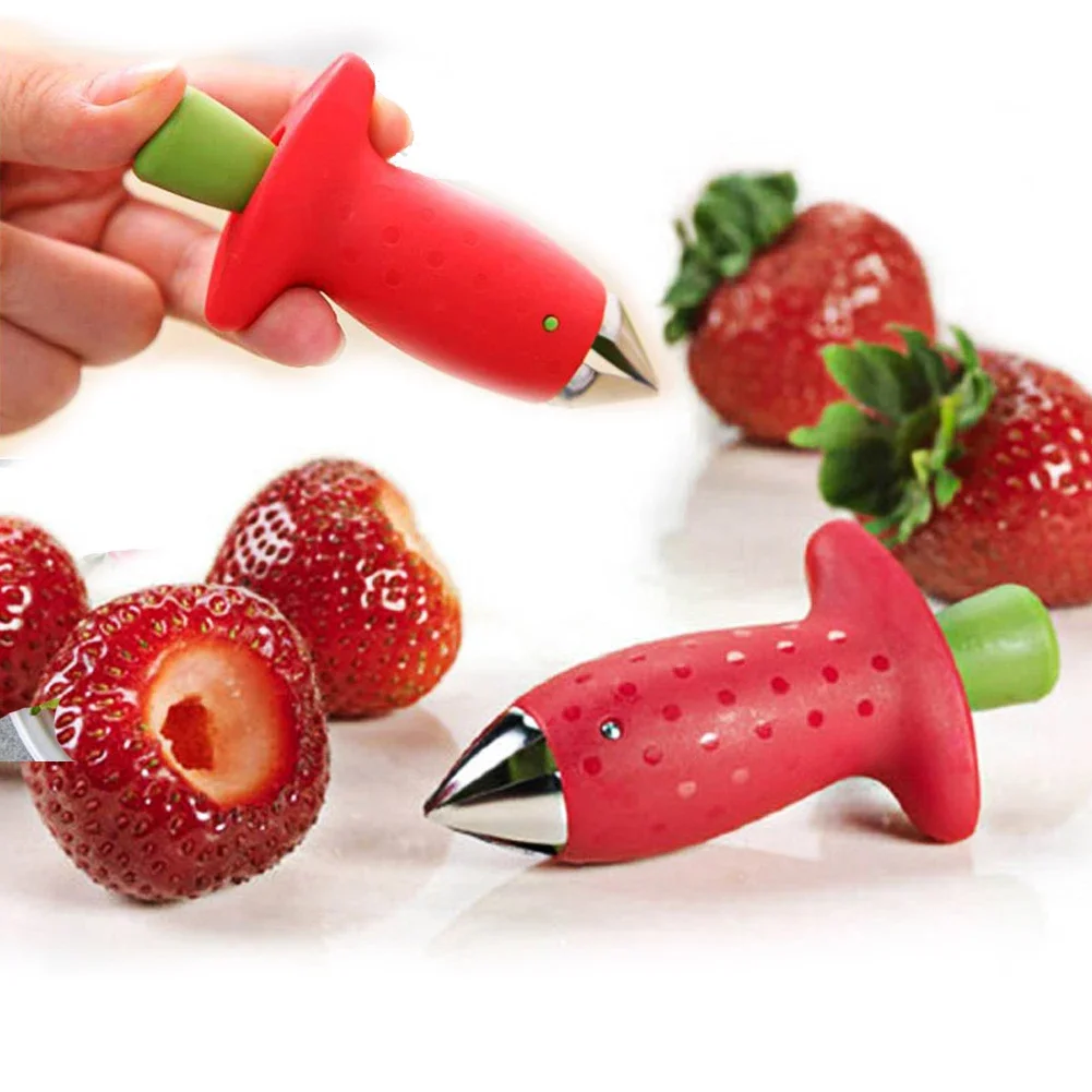 Strawberry Huller Pineapple Cutters Novel Tomato Stalks Remover Fruit Knife Useful Strawberry Leaf Cleaner Kitchen Accessories view 2