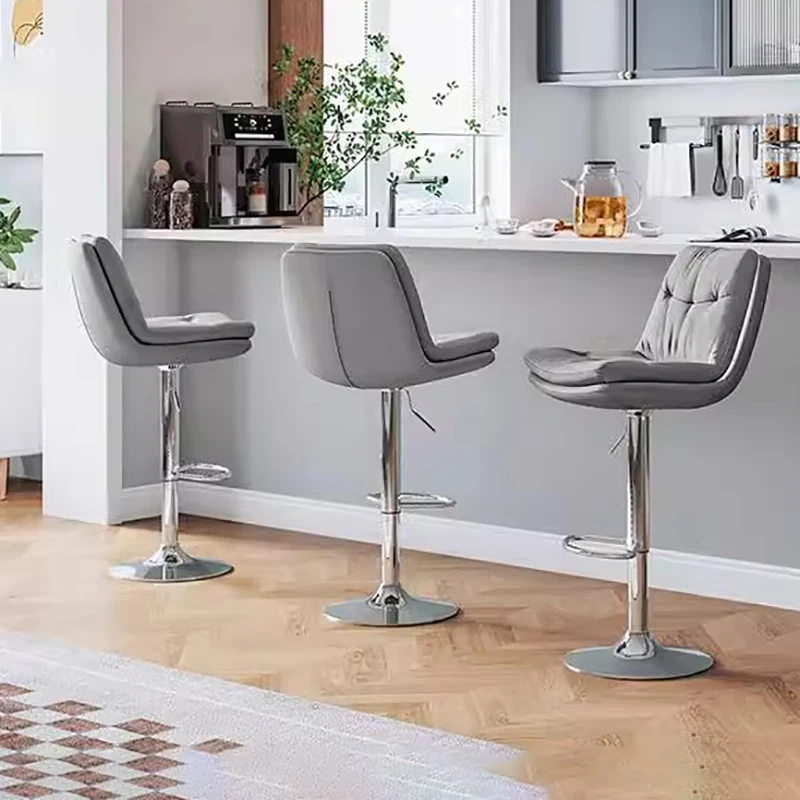 

Modern Liftable Creative Bar Chairs Rotatable Minimalist Front Desk High Stools With Backrest Tabourets De Bar Home Furniture