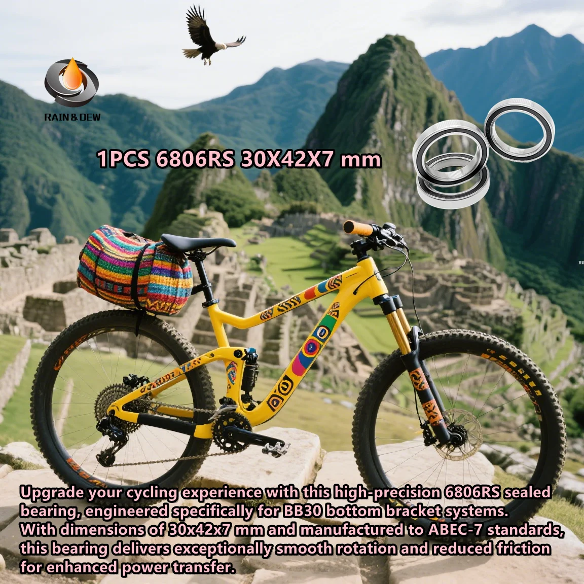 

1 шт. 6806RS подшипник 30X42X7 мм ABEC-7 6806 RS велосипед BB30 кронштейн нижний 30 42 7 шарикоподшипники