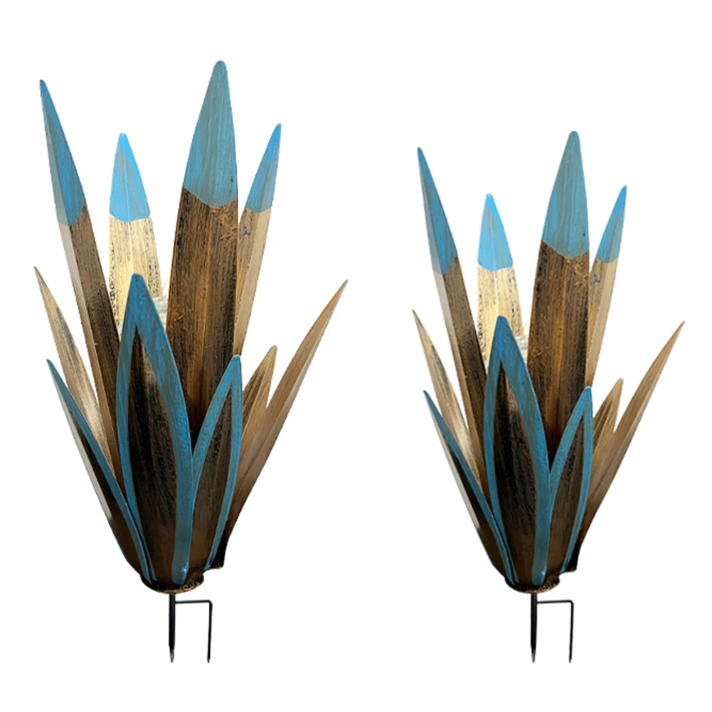 

2 шт., ручная роспись, металлические агнутые садовые украшения, многоцветный светодиодный солнечный свет, деревенский текила, садовый орнамент, украшение для дома и двора