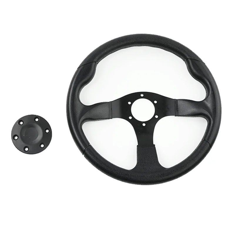 Go Kart Universal Aluminum Alloy Steering Wheel Frame 350mm PU Black Leather Parts For Off Road UTV Quad Buggy Motorcycle