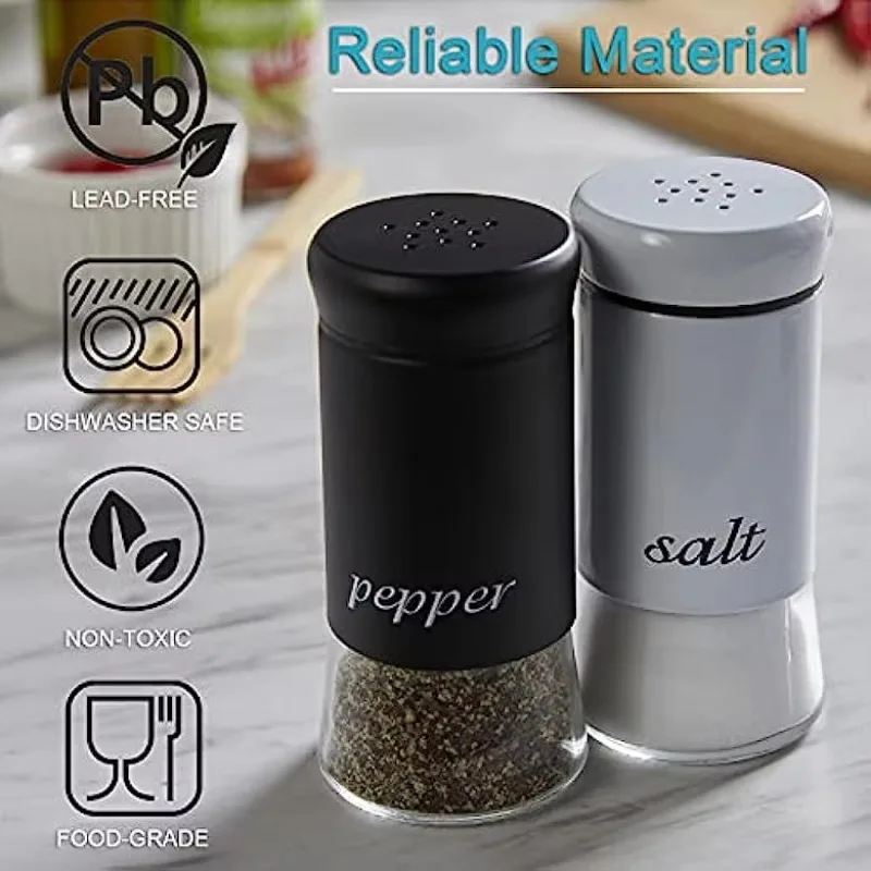 2Pc Salt and Pepper and Condiment Storage Container Shakers Set Cute Modern Farmhouse Kitchen Decor for Home Restaurants Wedding