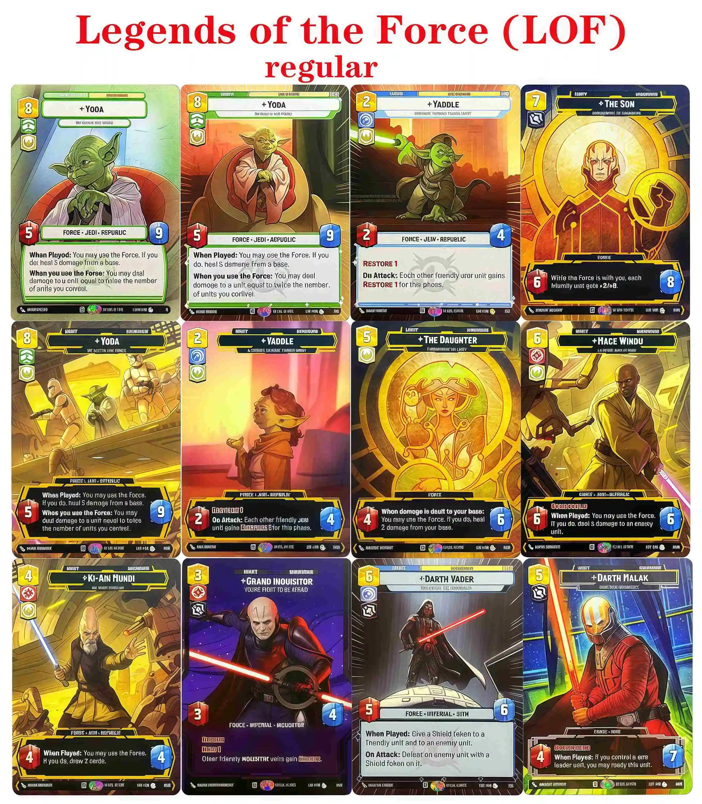 

обычные карты SWUDB Proxy (LOF) Adi Gallia Darth Vader Yoda Grogu Yaddle Коллекция коллекционных карточек высшего качества Игрушки в подарок