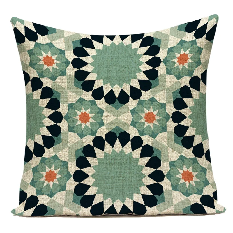 Bohemian Colorful Floral Cushion Cover Mandalas Pattern Pillow Case Abstract Flowers Sofa Seat Chair Decorative Pillow Covers