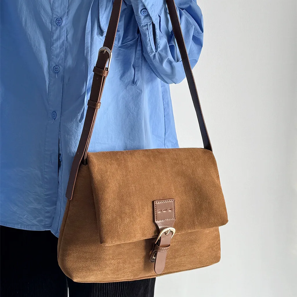 CGCBAG borsa a tracolla di marca di lusso di design retrò da donna borsa quadrata da donna in pelle nabuk di alta qualità semplice borsa a tracolla per pendolarismo