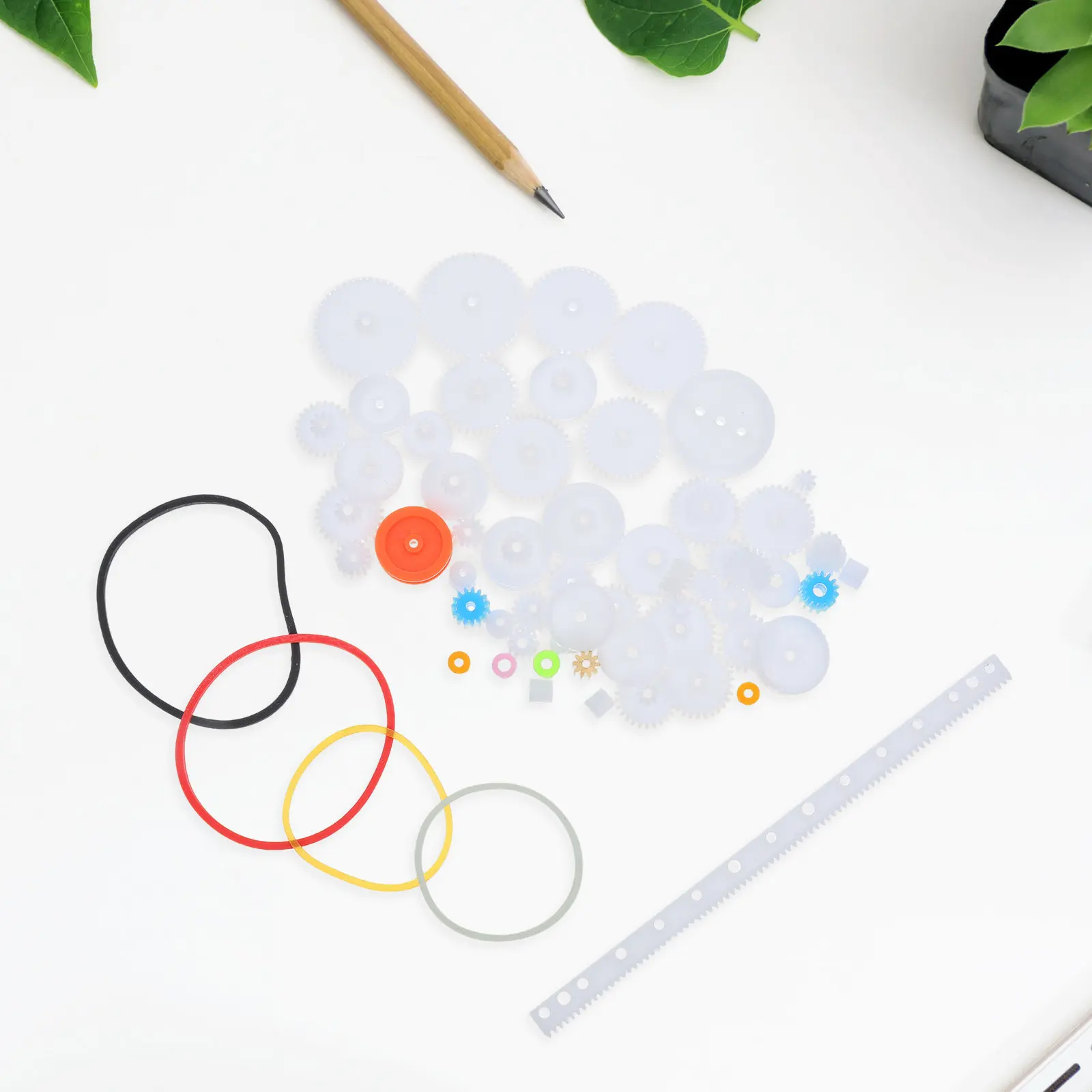 

Набор механических шестерен (1 комплект), пластиковые, белые, мини-шпиндели, одинарные и двойные, прецизионное литье, для DIY-проектов, научно-образовательных целей, радиоуправляемых машинок